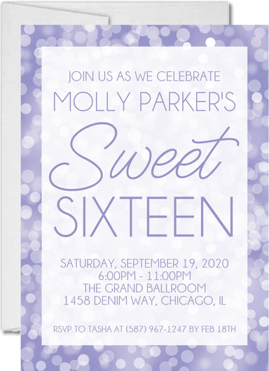 Purple Sweet 16 Party Invitations