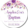 Purple and pink floral Baptism sticker