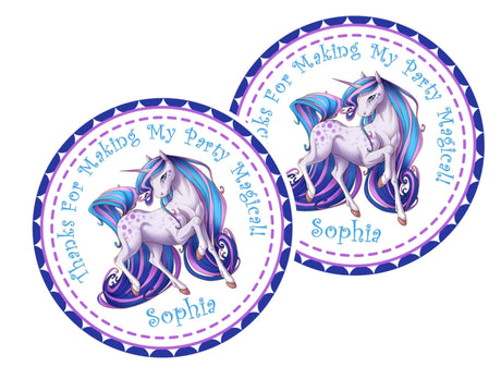 Purple and teal unicorn birthday sticker