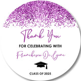 Purple black graduation party sticker