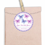 Purple butterfly baby shower sticker