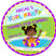 Purple girls pool party sticker for birthday