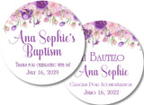 Purple pink baptism sticker label