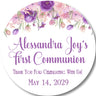 Purple pink communion sticker favor label