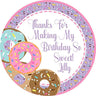 Purple  pink donut sticker favor labels