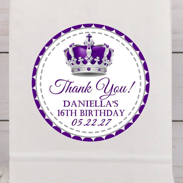 Purple royal crown birthday sticker