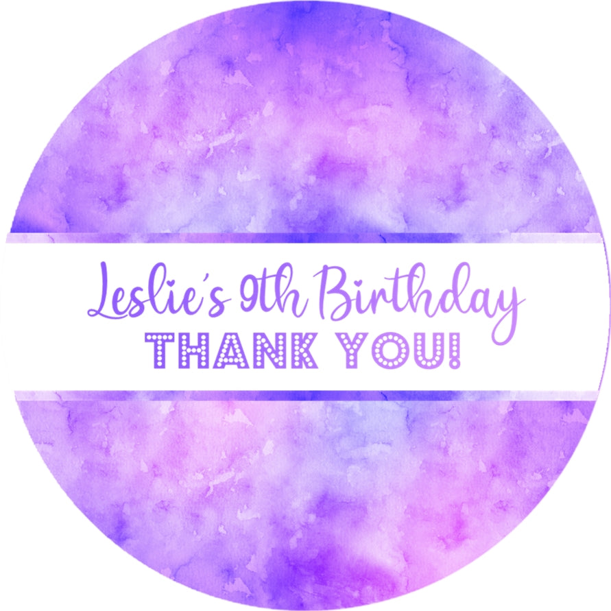 Purple tie dye birthday sticker colorful watercolor design