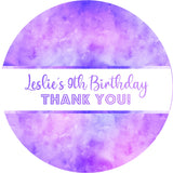 Purple tie dye birthday sticker colorful watercolor design