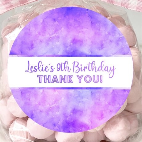 Purple tie dye watercolor birthday sticker