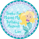 Purple turquoise mermaid birthday sticker