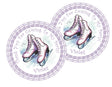 Purple watercolor figure skates birthday sticker with custom name