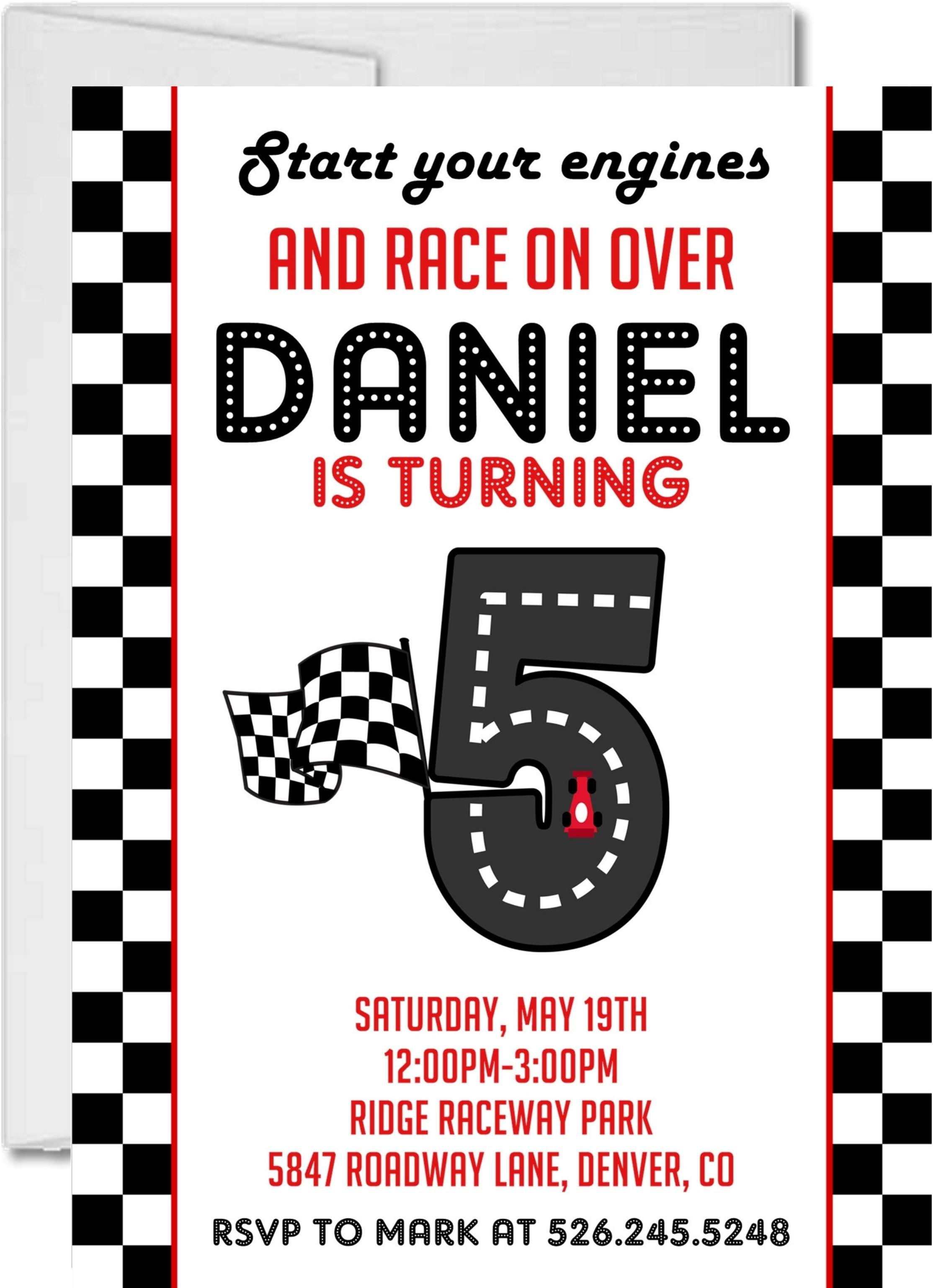 Racecar Birthday Party Invitations