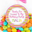 Rainbow stripe birthday sticker with personalized name