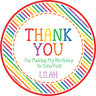 Rainbow stripe birthday thank you favor stickers