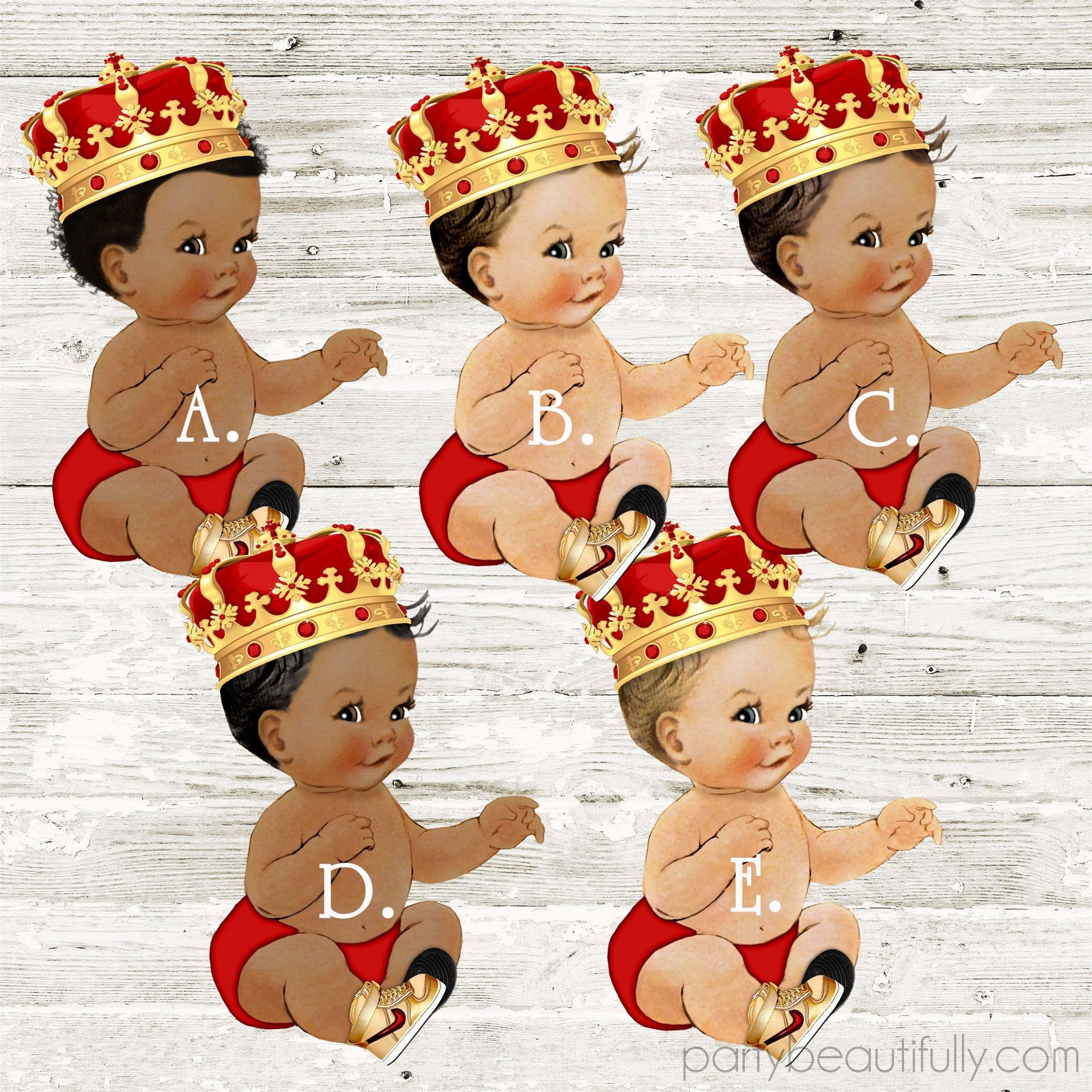 Red And Gold Prince 1st Birthday Party Invitations