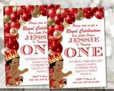 Red And Gold Prince 1st Birthday Party Invitations