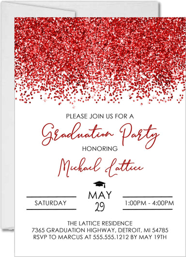 Red Graduation Party Invitations