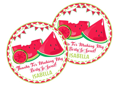 Red Watermelon Birthday Party Stickers Or Favor Tags