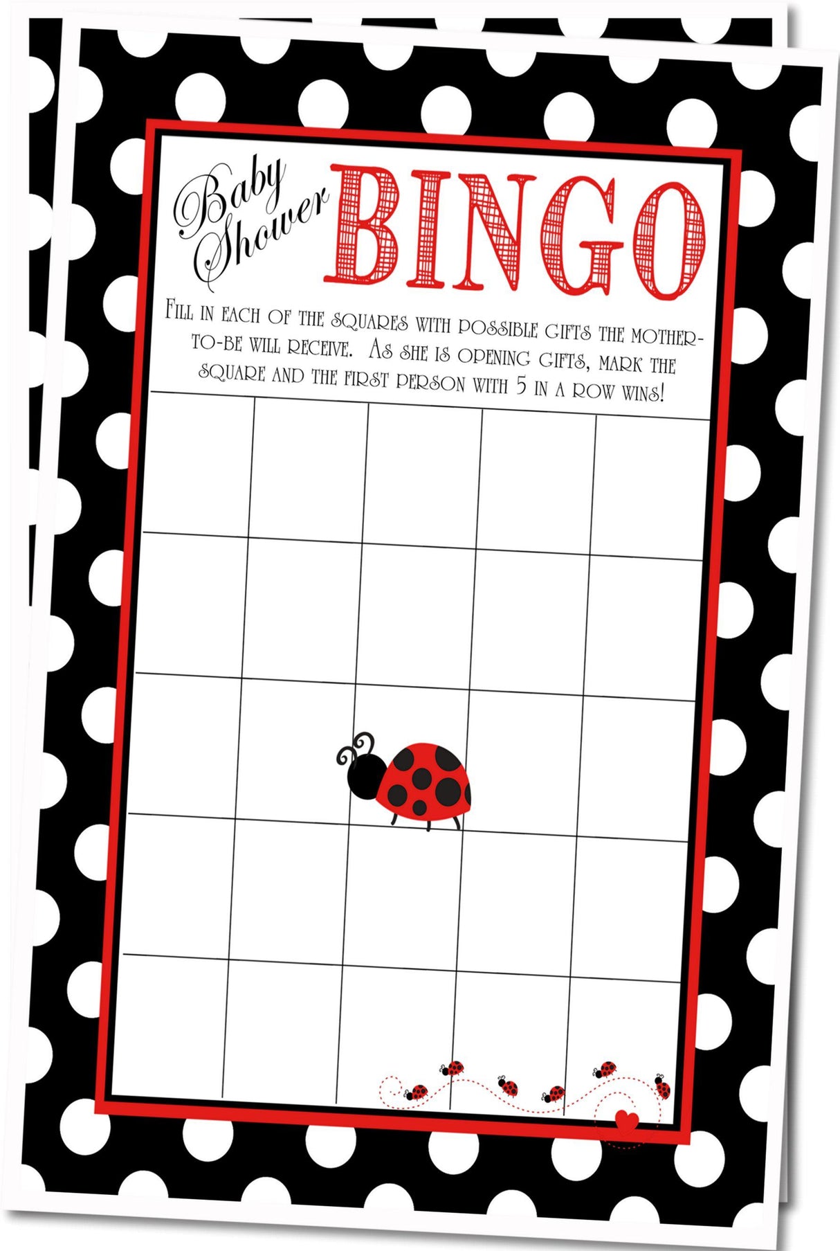 Red and black baby shower bingo PDF