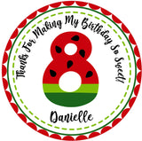 Red and green fruit party favor label