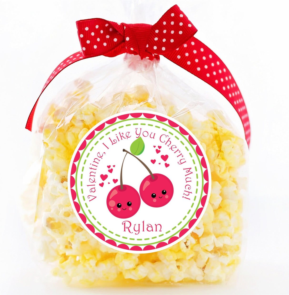 Red and pink cherry themed Valentine sticker design