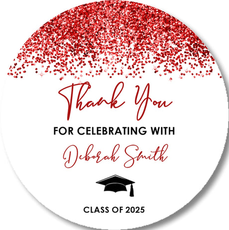 Red black graduation party stickers