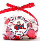 Red blue pilot birthday label