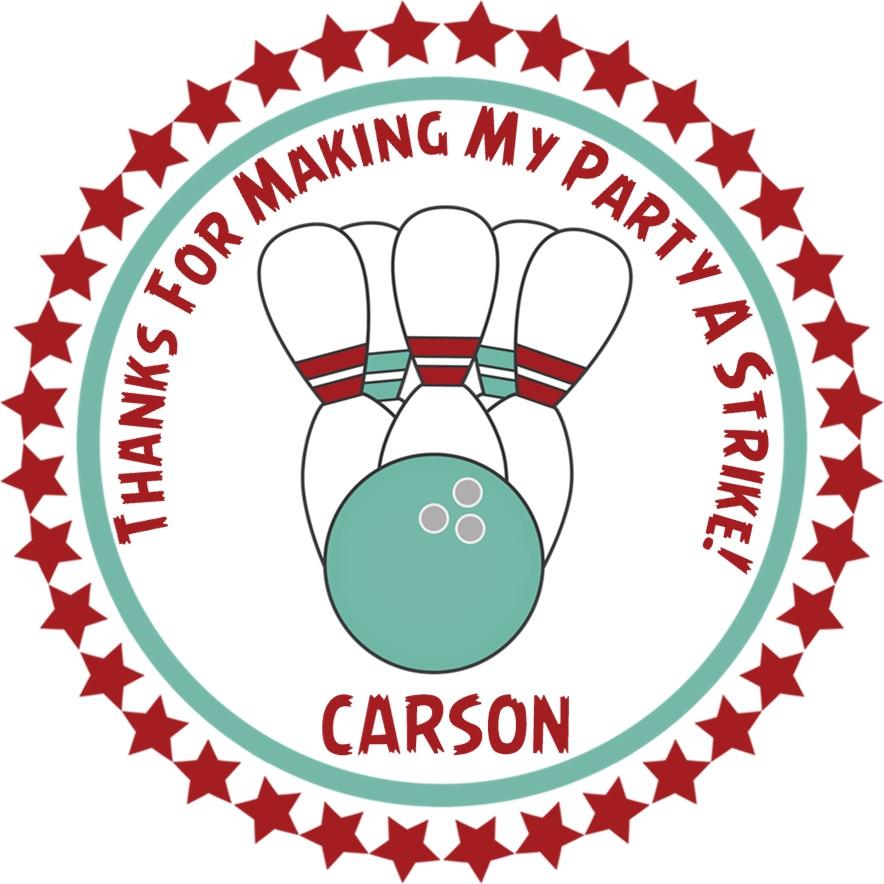 Red bowling party stickers