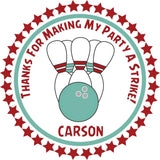 Red bowling party stickers
