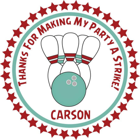 Red bowling party stickers