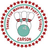 Red bowling party stickers