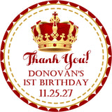 Red crown sticker with custom name and date