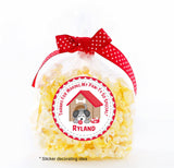 Red doghouse birthday stickers