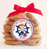 Red hair boys nautical birthday sticker