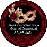 Red masquerade birthday sticker mask design