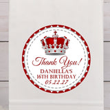 Red royal crown birthday sticker