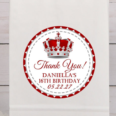 Red royal crown birthday sticker
