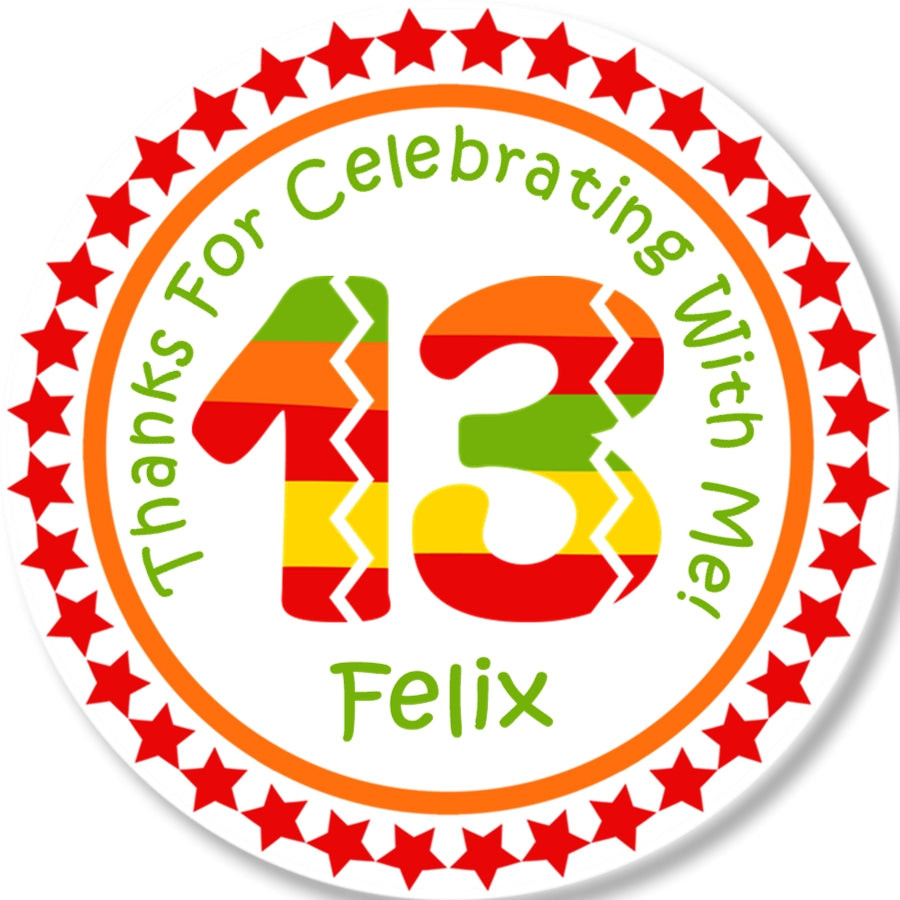 Red star border fiesta party label