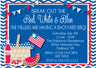 Red white and blue backyard BBQ July 4th invitation