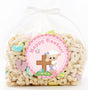 Religious Easter stickers with floral cross and pastel border