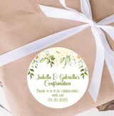 Religious floral party sticker for Confirmation favors