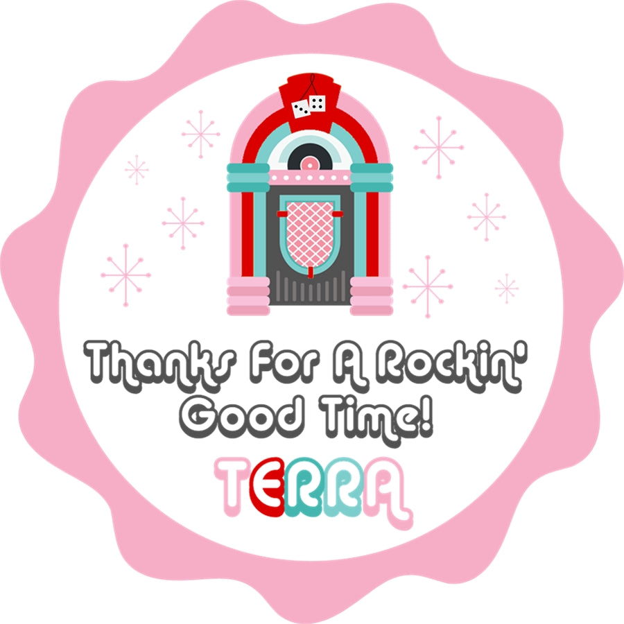 Retro diner themed birthday label