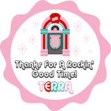 Retro diner themed birthday label