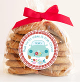 Retro flower power birthday sticker with name Maria