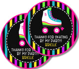 Retro neon roller skate personalized label