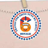 Robot birthday sticker with child’s age made of colorful gears