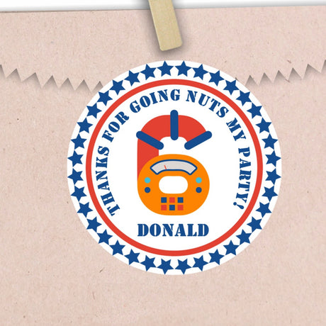 Robot birthday sticker with child’s age made of colorful gears