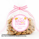 Royal 5th birthday party label for girl’s celebration
