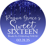 Royal blue sweet 16 birthday stickers