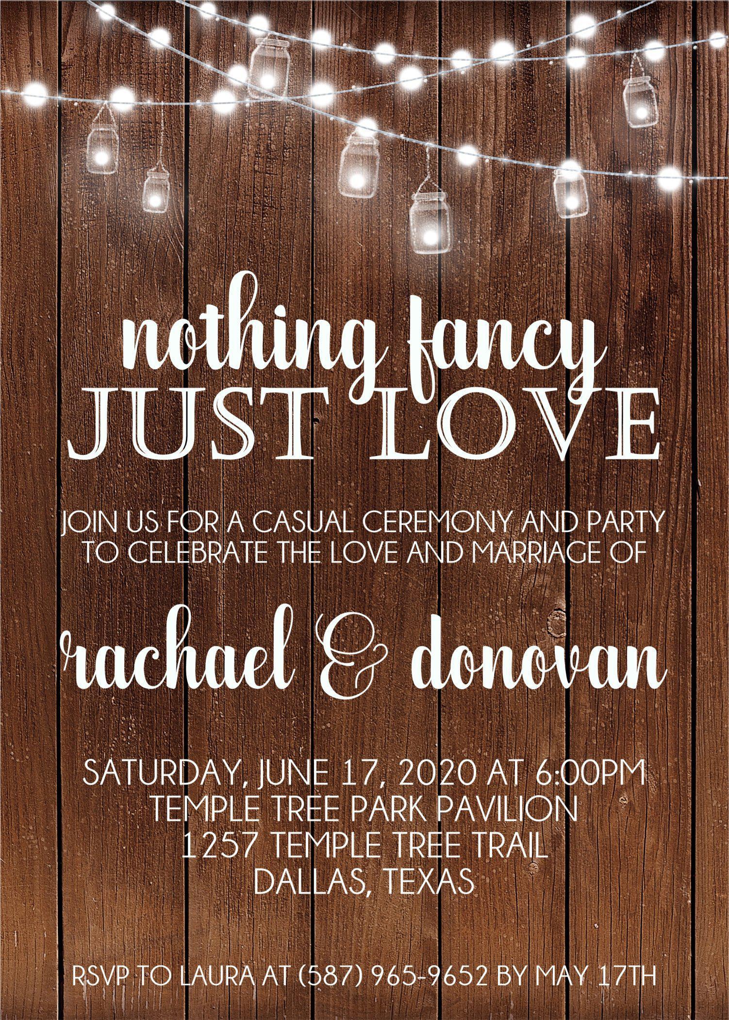 Rustic Backyard Bistro Light Wedding Invitations